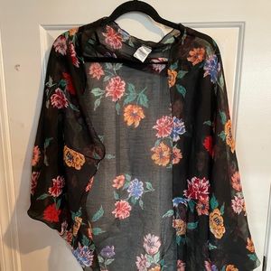 Black floral shawl